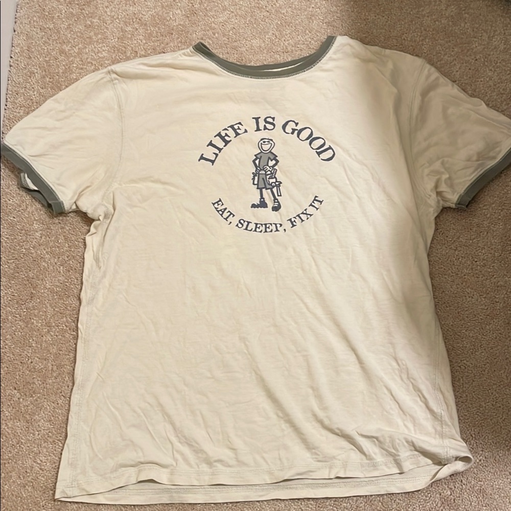 Life is Good Men's Beige Graphic T-Shirt